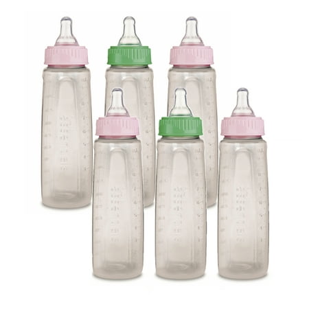 First Essentials by NUK Clear View Bottle, 9 oz, Medium Flow, 6 Pack, 4+ Months
