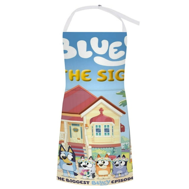 Bluey delantal temático para cocinar, esencial para el hogar, delantal de barbacoa/bufanda de cocina con bolsillos para hombres y mujeres, regalo para el hogar
