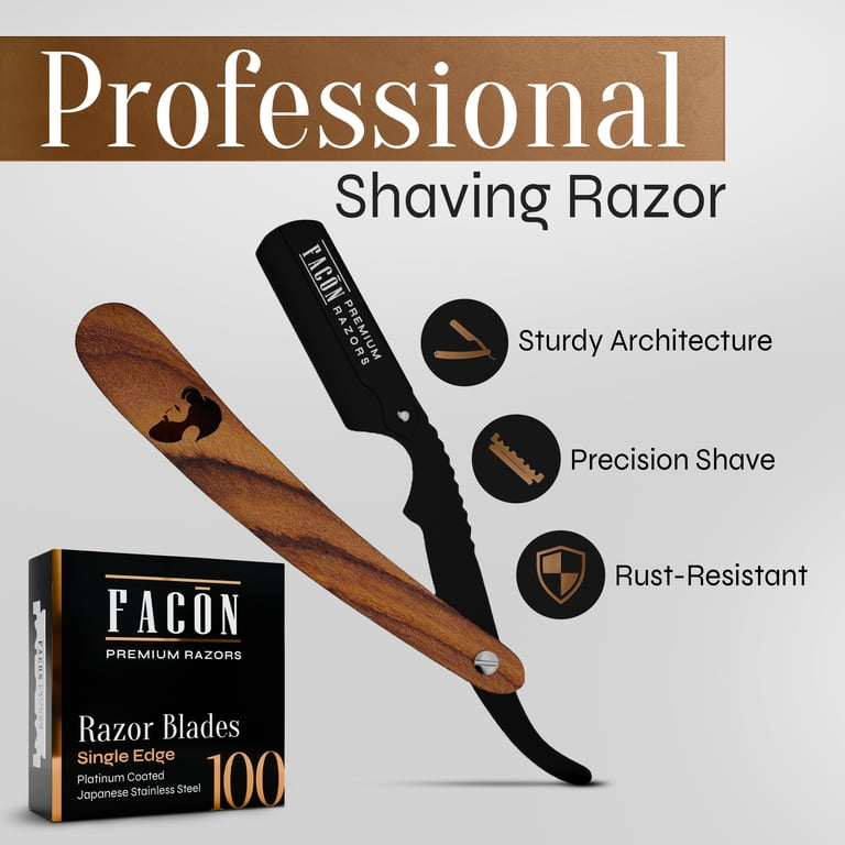 Facon, Straight Edge Barber Razor, Black, Salon Quality - Walmart.com