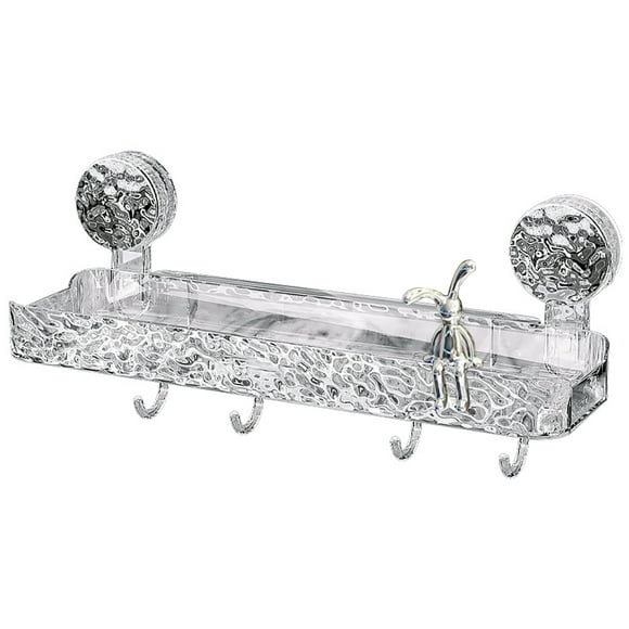 Bathroom Storage Rack with Hooks Transparent Wall-mounted Punch-free Self-adhesive Great Load Bearing Cosmetic Toothpaste Sink Oaganizer Storage Shelf with Rabbit Ornament