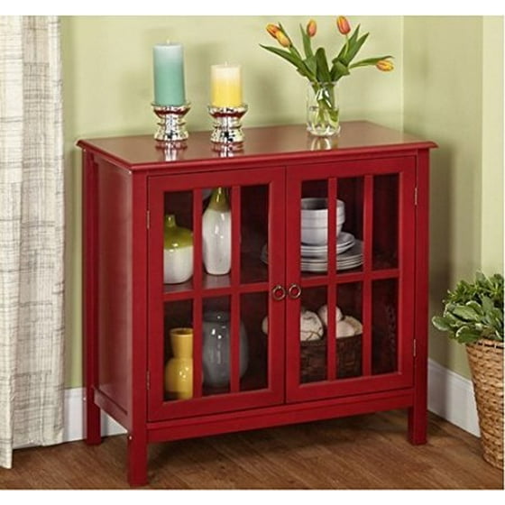 Cumberland Double Glass Door Cabinet Red