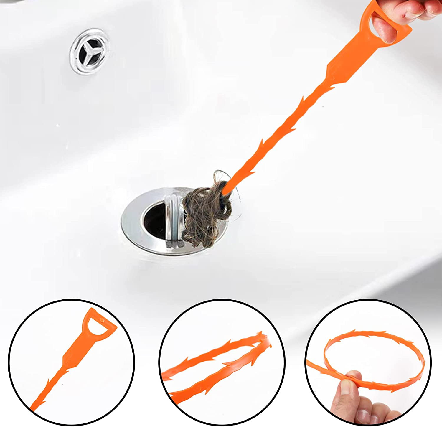 Drainsoon 30 Inch Long Sink Snake Drain Clog Remover, Upgraded Anti-break  Nylon Plumbing Snake Drain