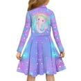 thumbnail image 3 of DISNIMO Galaxy Axolotl Dress Long Sleeve Rainbow Dress for Girls 3-4 Years Old Midi Dresses for Kids Cute Beach Dress for Girls Collared Dress Fall Swing Dress Girl Button Down Dress Children Girl, 3 of 7