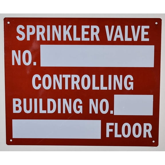 Sprinkler Valve Number Controlling Building Sign RED - (Reflective !!! Aluminum, 10X12)(ref-2022-4)