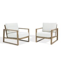 Ulax Furniture Indoor/Outdoor Aluminum Club Chairs Patio Lounge Chairs With Olefin Cushions (Set of 2)