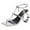 Silver, variant on XYD Women Fashion Strappy Sandals Metal Circular Block High Heels Square Open Toe Pumps Party Club Shoes Size 5 Brown