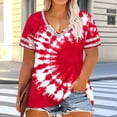 thumbnail image 4 of Mceream Plus Size T Shirts for Women Short Sleeve V Neck Raglan Tunic Tops Casual Floral Print Summer Tshirts Oversized Loose Fit Tees Spring Fashion Clothes Vacation Outfits Blouses Red XXL, 4 of 6