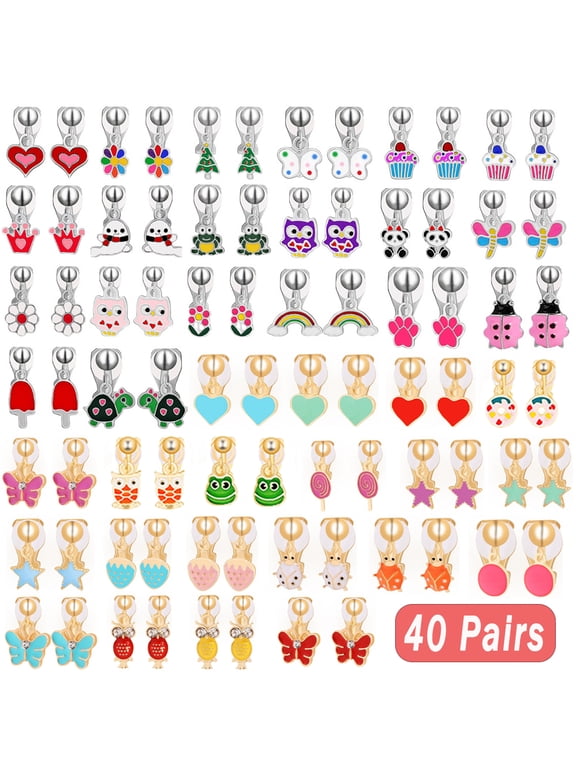 Hypoallergenic Clips Earrings, 40 Pairs