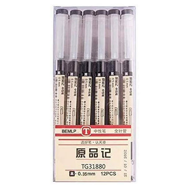 Bolígrafo de tinta de gel BEMLP de punta extrafina de 0,35 mm, negro (paquete de 12)