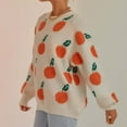 thumbnail image 5 of Cozy Sweaters For Women Casual Relaxed Fit Orange Pattern Long Sleeve Crew Neck Stretch Pullover Tops Comfortable Soft Fall Clothes, 5 of 6