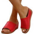 thumbnail image 3 of Summer Wedge Sandals for Women 2026 Platform Comfortable Arch Support Slides PU Leather Wedge Shoes Slip On Walking Sandals, 3 of 5