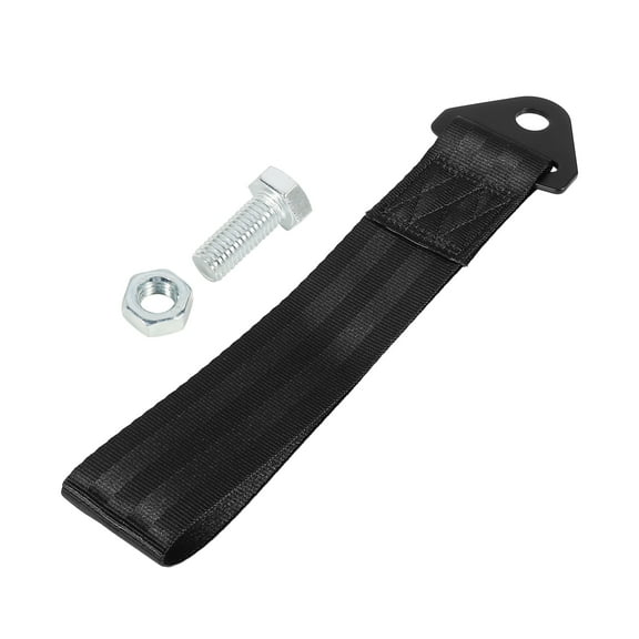 Black Universal Vehicle Replacement Towing Hook Bumper Trailer Belt Strap