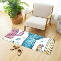 Hand Drawn Cactus Bathroom Rug Non Slip Bathroom Mats Entry Door Soft Carpets for Kitchen Bedroom Living Room 39x20 inch