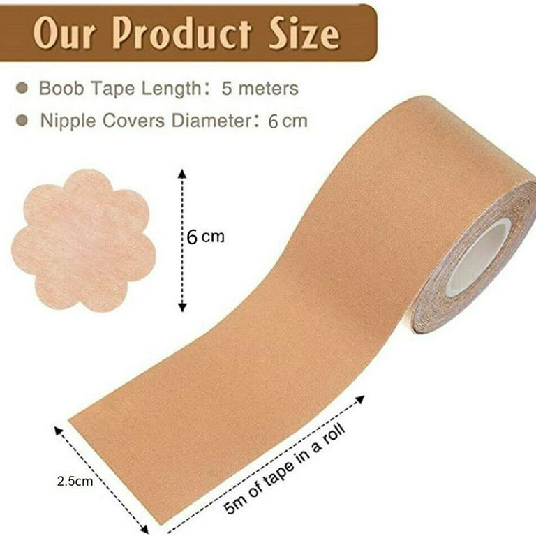 Purgigor Boob Tape, Bob Tape for Large Breasts, 8M Extra-Long Roll  Invisible Breast Lift Tape Skin-Friendly Waterproof Sweatproof Beige 