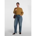 thumbnail image 2 of Scenario Women's and Women's Plus High Rise Tapered Barrel Crease Jeans, 25" Inseam, Sizes 0-28W, 2 of 7