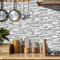thumbnail image 6 of 24 Pcs Peel and Stick Backsplash Vinyl Marble Tile, Self-Adhesive Tile Transfer Sticker Stick on Tiles for Kitchen Bathroom, 9.68x4.72inch/24.6x12cm, White Gray Silver Marble Effect, 6 of 16