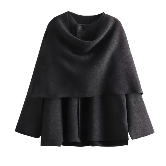 TRAF-abrigo con bufanda para mujer, chaquetas asimétricas tejidas de manga larga para mujer, ropa de calle informal, invierno 2023