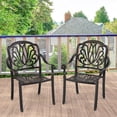 thumbnail image 4 of Gymax 4 Pieces Cast Aluminum Chairs Set of 2 Stackable Patio Dining Chairs w/ Armrests, 4 of 10