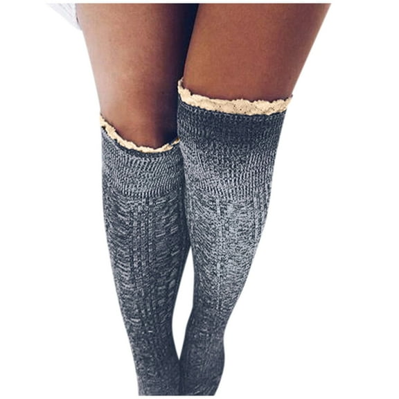 iOPQO Leg Warmers, Thick Thigh High Socks, Long Leg Warmers, Long Socks for Women, Over the Knee Socks, Gray One Size