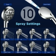 JOMOO Handheld Shower Head with Filter, High Pressure 10-Mode Water-Saving Showerhead Set with 71 Hose & Adjustable Bracket, DOE Certified for Adults, Kids, Pets