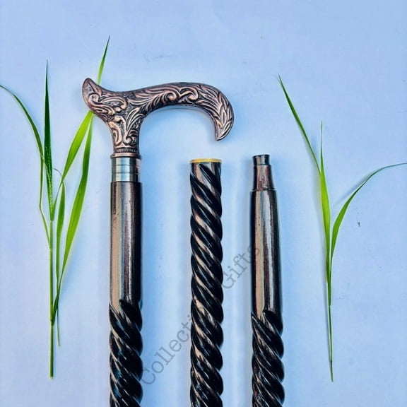 NAUTICALMARTUS BY Victorian Walking Cane Wooden Carving Stick Antique Brass Handle Wooden Cane Christmas Gift