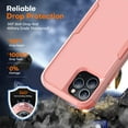 thumbnail image 3 of Compatible with iPhone 12 Pro Max Case, [10 FT Military Grade Drop Protection] [3 in 1 Heavy Duty] Anti-Slip Shockproof Full Body Protective Frosted Phone Case for iPhone 12 Pro Max - Pink, 3 of 13