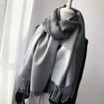 thumbnail image 6 of Double-Sided Color-Block Scarf, Warm Winter Wrap with Fringe, Soft Faux Cashmere,190*65cm,1, 6 of 33