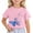 Pink, variant on Hiijoy Little Girls T-Shirt Butterfly Print Short Sleeve Crew Neck T Shirt, Sizes 3-13