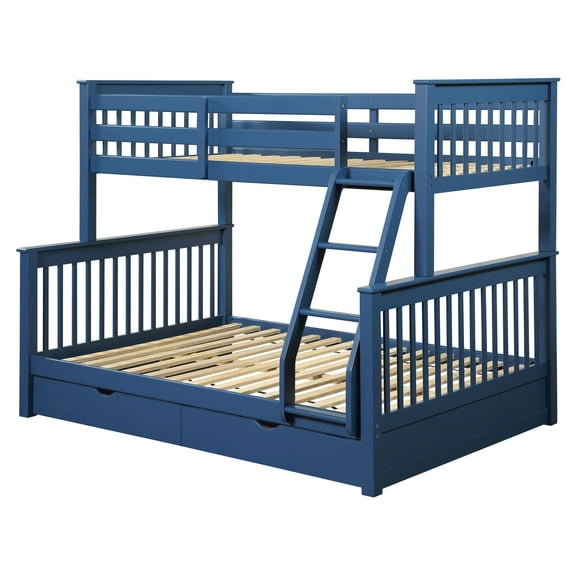 ACME Harley II Twin over Full Storage Bunk Bed in Navy Blue
