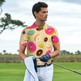 thumbnail image 2 of Kdxio Donuts Print Men's Short Sleeve Polo Shirt,Midweight Men's Shirt, 2 of 6