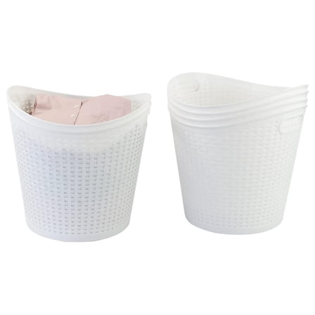 6-Pack 30L Plastic Laundry Hamper, Large Plastic Storage Basket, White