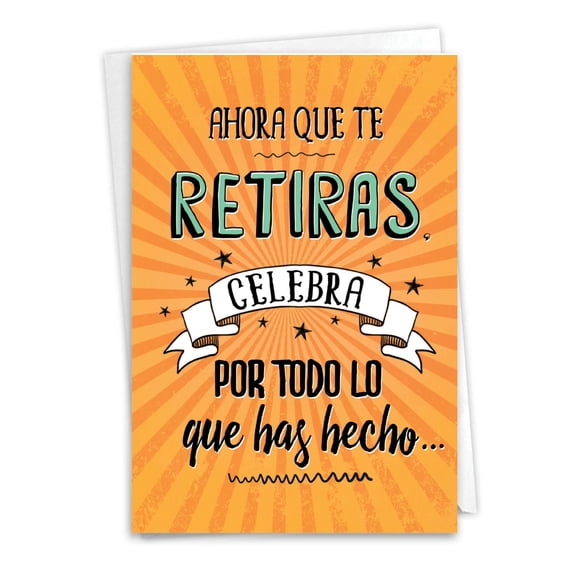 NobleWorks Funny Spanish Retirement Paper Card with 5 x 7 Inch Envelope (1 Card) Co-Worker, Good Luck As You Retire C6875RTG-SL
