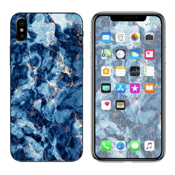 Skin Decal For Apple Iphone X 10 Heavy Blue Gold Marble Granite Walmart Com