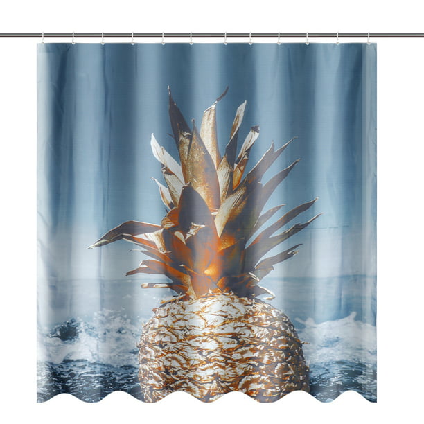 Pineapples Shower Curtain With Metal, Pineapple Shower Curtain Hooks