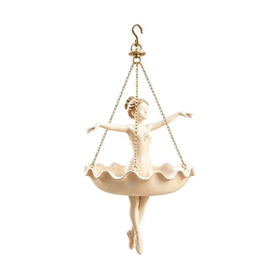 Ballerina Hanging Planter, Indoor Outdoor Hanging Plant Pot, Decorative Hanging Planter for Succulents, Ivy, Small Plants, Elegant Off White Hanging Flower Holder for Home Porch