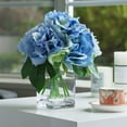 thumbnail image 2 of Enova Home  Mixed Artificial Peony Roses and Hydrangea Silk Flowers in Clear Glass Vase with Faux Water - 12"H x 10"W Peach, 2 of 5