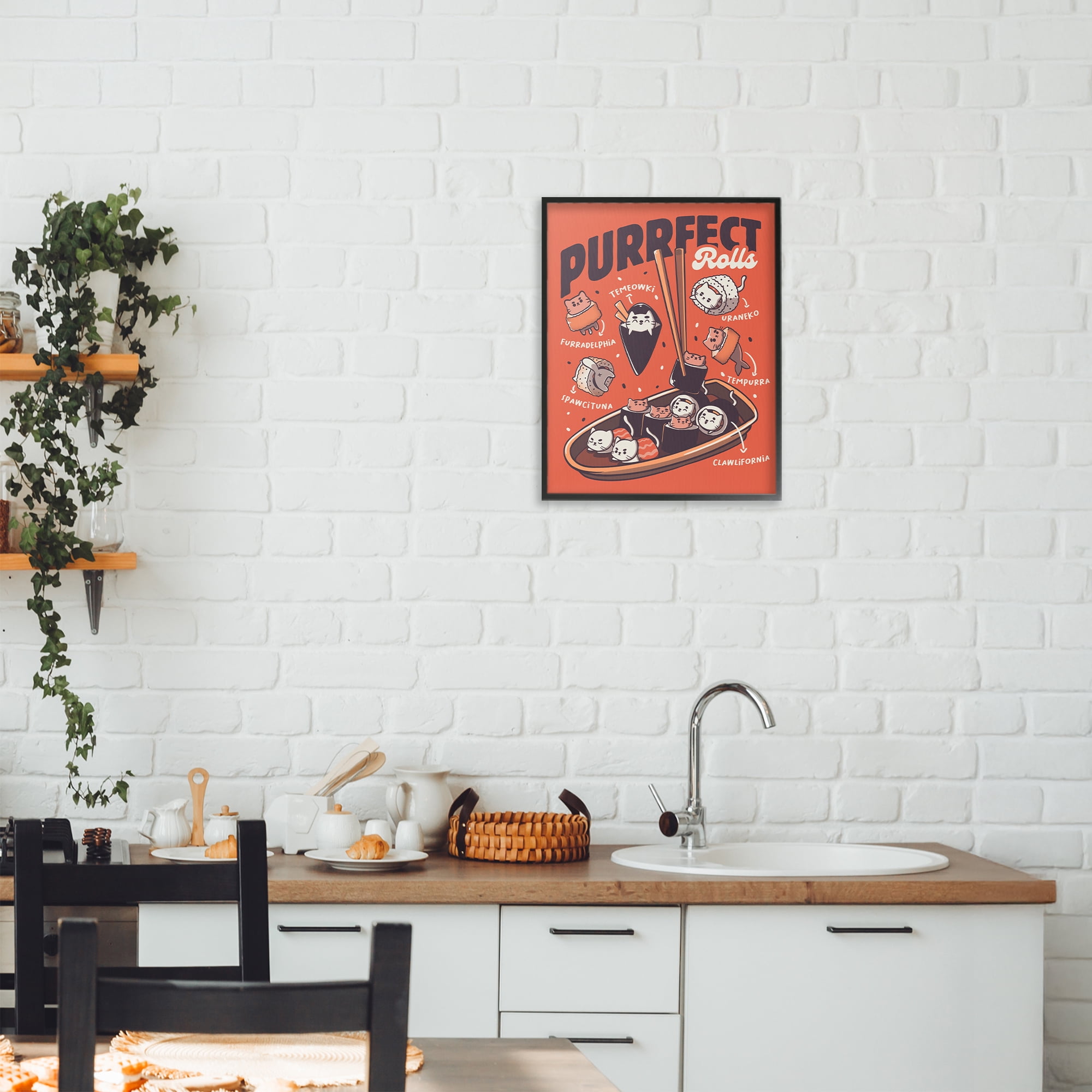 Stupell Industries Purrfect Rolls Sushi Cats Black Framed Giclee Art, design by Tobe Fonseca