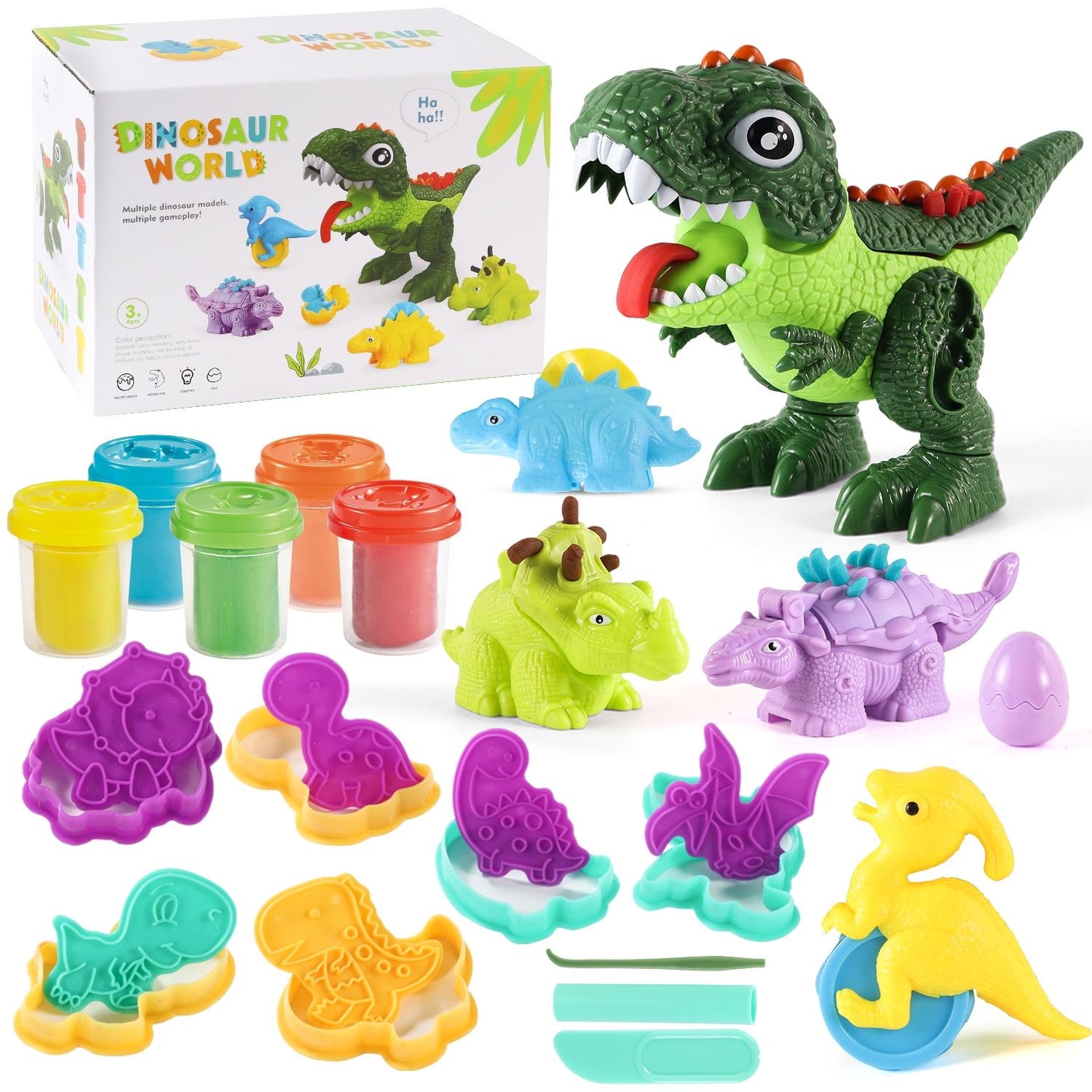 Playdough Birthday Party Sets Girls Boys Soft Fun Accessories Storage bag T rex Art Gifts Outdoors and Indoors for Toddlers Kids Age 3 4 5 6 7 8 Princeplay Dinosaur Toddlers Toys for Kids Years Old