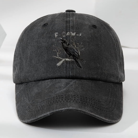An Interesting Crow Print Baseball Cap Outdoor Men'S Casual Sports MoistureWicking Adjustable Washable Retro Sun