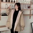 thumbnail image 5 of PIKADINGNIS New Womens Winter Plus Velvet Coat Korean Hoodlie Tooling Cotton Parkas Jacket Women Loose Thicken Warm Overcoat, 5 of 6