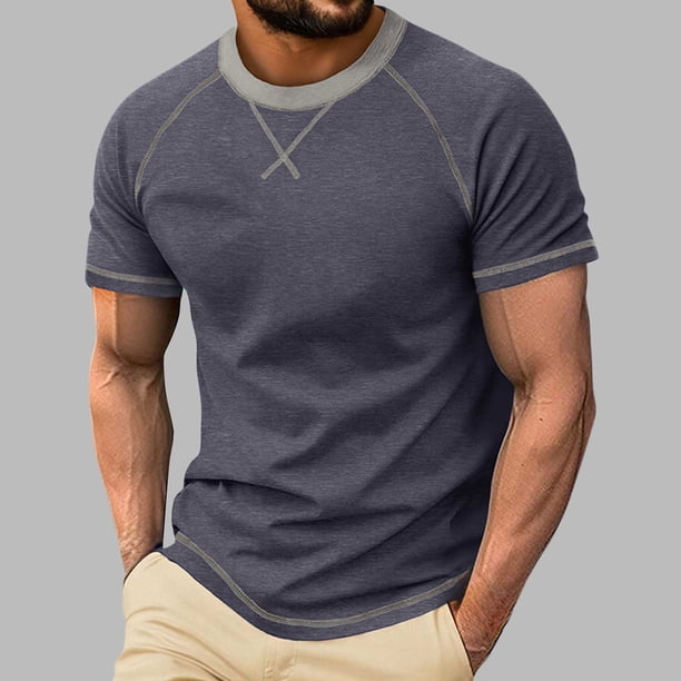 Ceisia Men's Fall/Winter Gift Casual Solid Color Round/Crew Neck Short Sleeve Top - Comfortable Daily Outdoor Wear