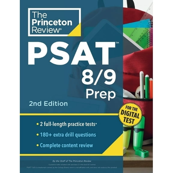 Pre-Owned Princeton Review PSAT 8/9 Prep: 2 Practice Tests   Content Review   Strategies for the Digital PSAT (College Test Preparation) Paperback