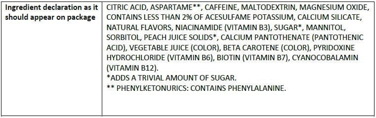 Great Value Energy Peach Mango Drink Mix Packets, Caffeinated, Sugar-Free, 10 Coun