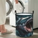 thumbnail image 5 of Fotbe Wave Chain Shark Cesto de Ropa con Asas, Cesto Impermeable de Gran Capacidad, Bolsa de Lavado para Dormitorio, Cesto de Ropa con Ruedas y Asas-Small, 5 of 6