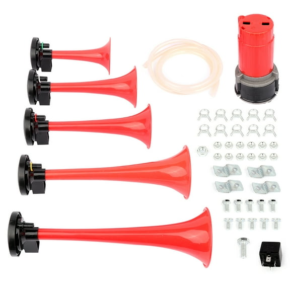 CCIYU dixie 125db Air Horn 12V 5 Trumpet Musical Dukes Hazzard Horn Kit Compressor Replacement for Train Car Truck Boat RV
