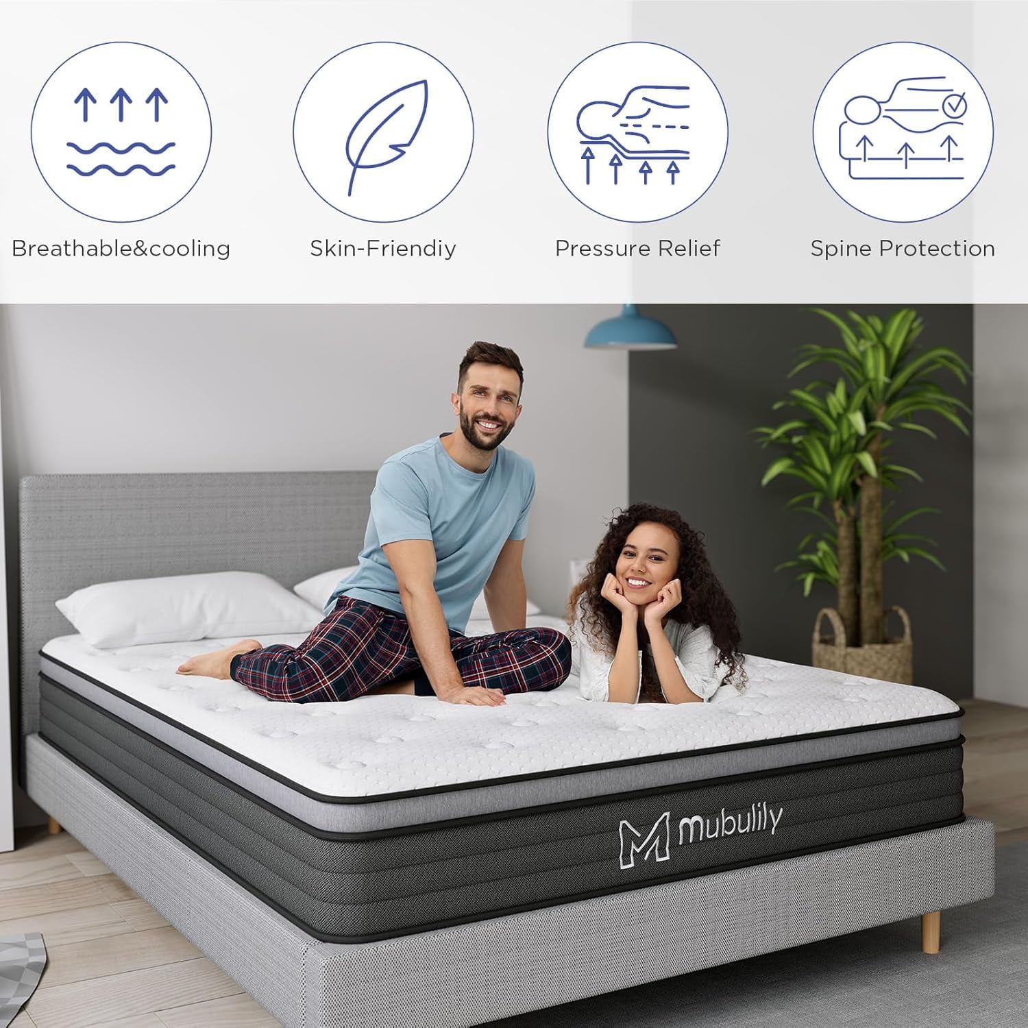 Mubulily 10 inch Mattresses Full,  Hybrid Mattresses in a Box with Gel Memory Foam, Medium Firm