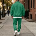 thumbnail image 5 of Hearthz Fleece Men's Tracksuit 2 Piece Sweatsuit Set Quarter Zip Stand Collar Sweatshirt and Joggers Set Fall Winter Warm Athletic Sweat Suits Men Green XXL, 5 of 8