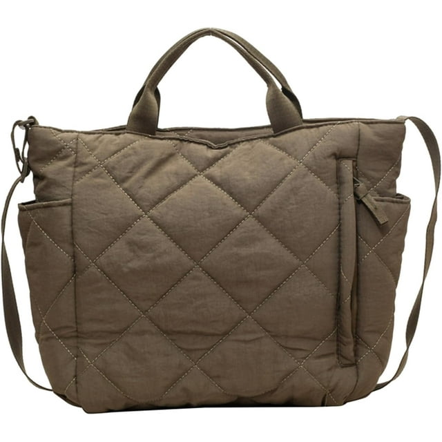 LHSHID Quilted Tote Bag Soft Trendy Puffer Tote Bag Light Winter Down Padding Designer Crossbody Bag Shoulder Handbags
