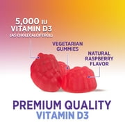 Vitamin D3 Gummies 125 mcg (5000 IU) Per Serving - 3X Strength Immune Support & Bone Support, Vitamin D Gummy Dietary Supplement, Natures Berry D Vitamin Supplement, Raspberry Flavored - 120 Gummies