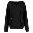 thumbnail image 4 of Tiweut Casual Hoodies Womens Knit Long Sleeve Pullover Loose Fit Warm Lined Sweatshirt Everyday Wear Blouses Black,L, 4 of 5